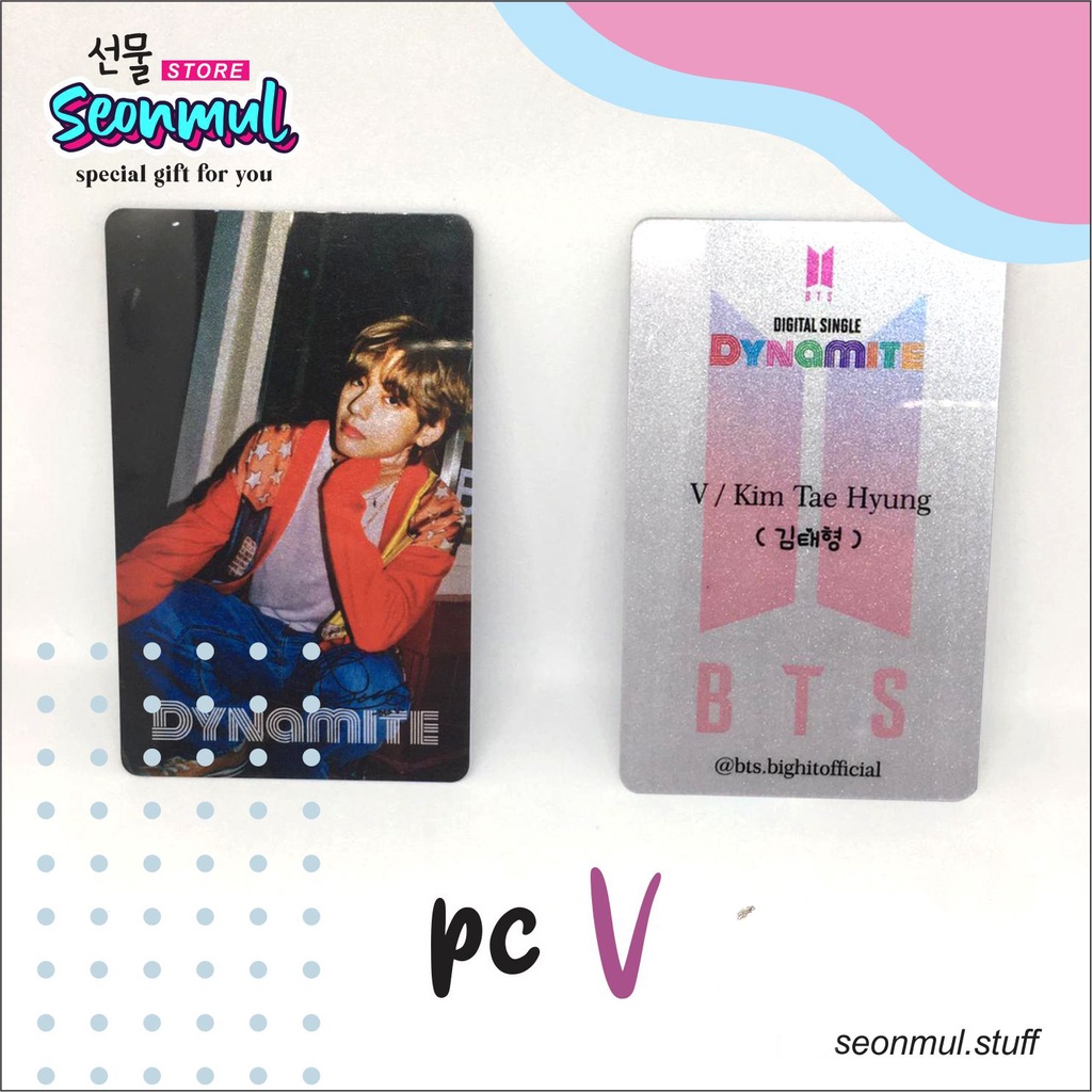 READY STOCK PHOTOCARD BTS DYNAMITE SILVER GLITTER (V)