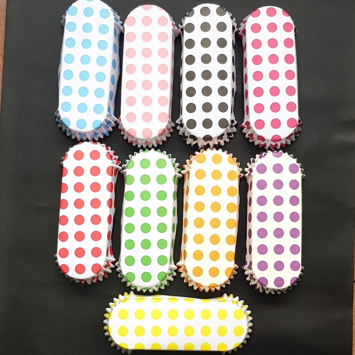 

MURAH 100pc kertas alas roti oval laminating papercup roti OCC BIG DOT