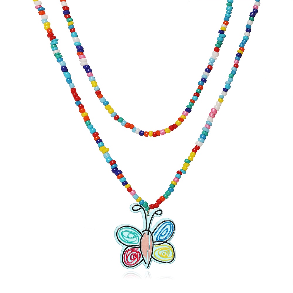 Kalung Dengan Liontin Butterfly Warna-Warni Untuk Wanita