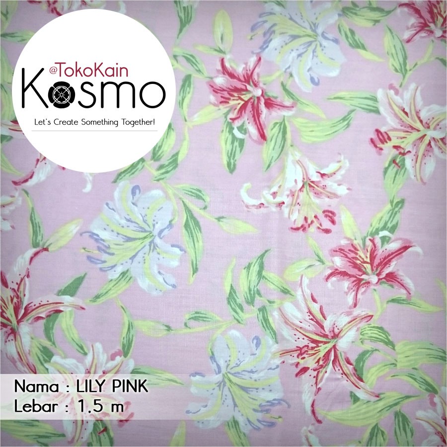 Kain Katun Jepang Twill Japan Design - Bunga Lily (Pink)