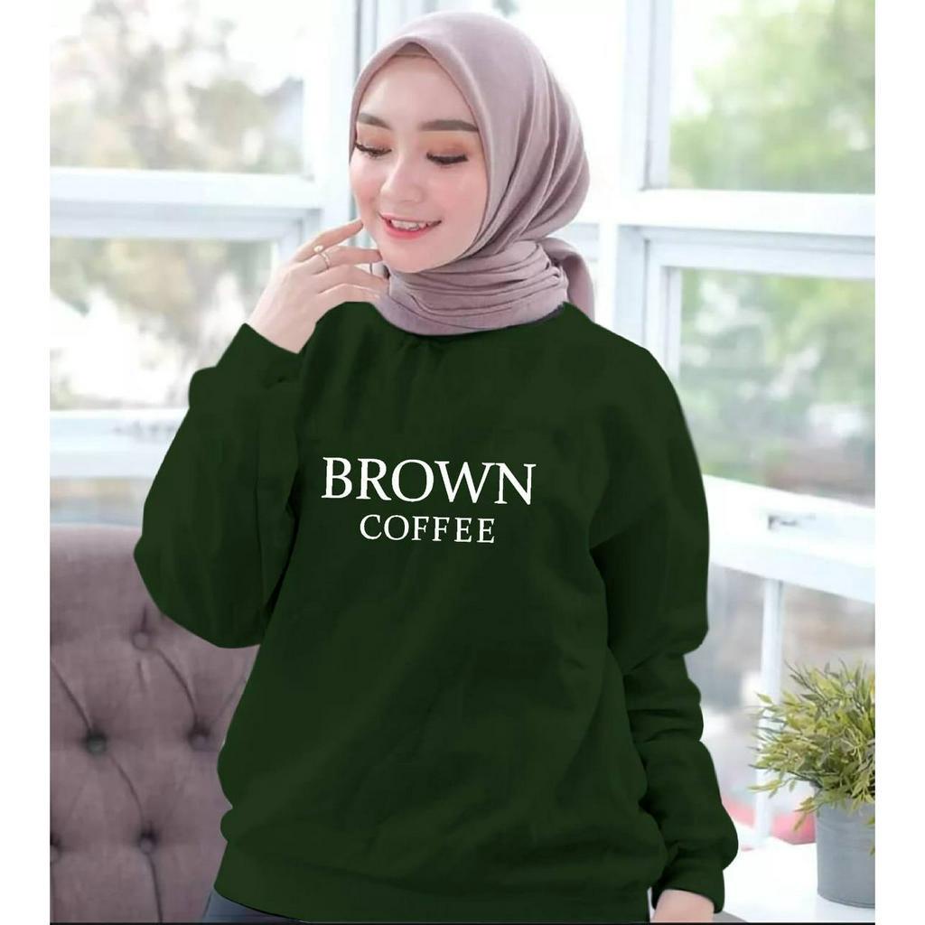 KIYOREN BAJU ATASAN BROWN COFFEE WANITA-BAJU DISTRO CEWEK KEREN LENGAN PANJANG MASA KINI BAJU MUSLIM WANITA DEWASA