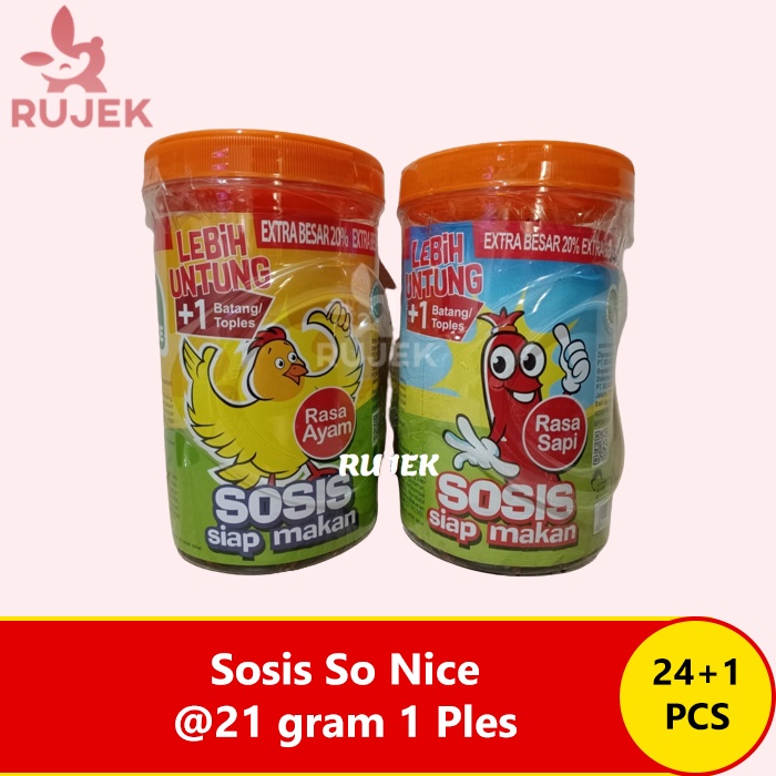 

Sosis So Nice Siap Makan Rasa Ayam / Sapi Toples