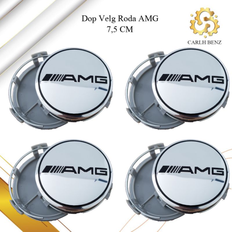 DOP VELG RODA AMG EMBLEM MERCEDES BENZ 75MM SILVER / DOP RODA AMG MERCY / TUTUP VELG RODA MERCY ORI