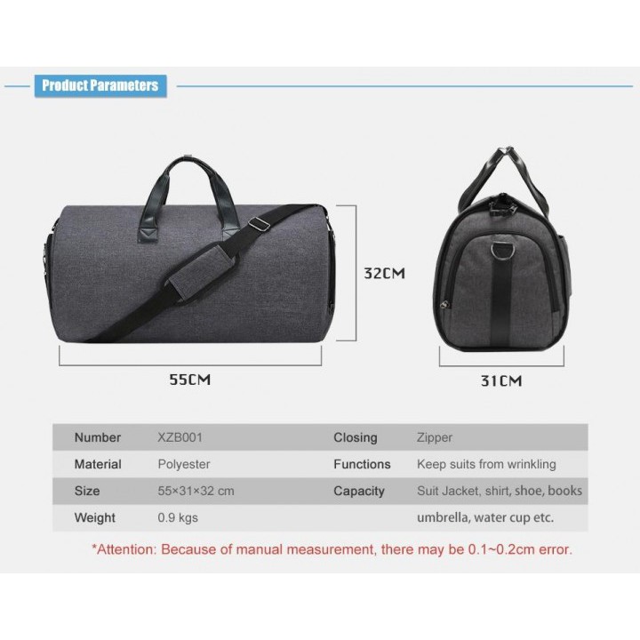 Modern 2-in-1 Multifunction Men Foldable Hanging Travel Duffel Bag