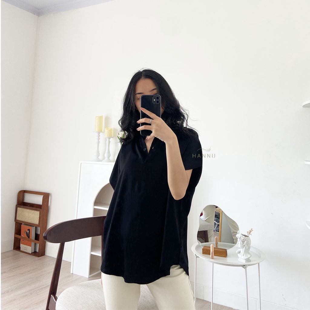 BLOUSE WANITA KERAH SHANGHAI | HANNU VHESA (5005)-Black