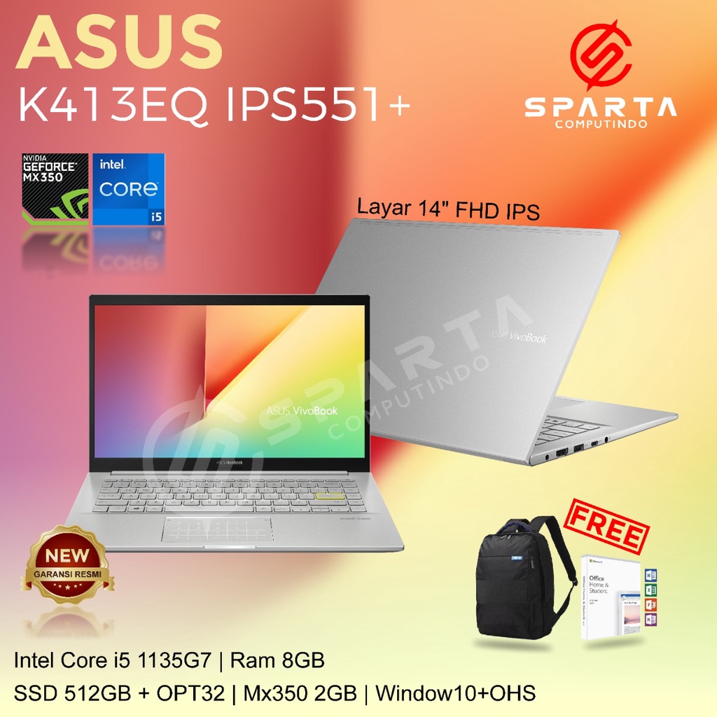 Laptop Asus Vivobook K413EQ IPS551+ New Garansi Resmi