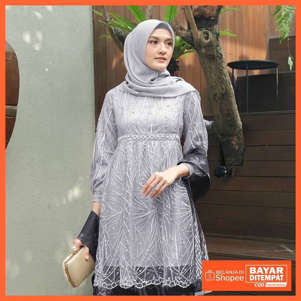 Kebaya Brukat Kebaya Kurung Brukat Kebaya Tunik Brukat Kebaya Modern Kebaya Wisuda Termurah Atasan Kebaya Murah-T.yasmin grey