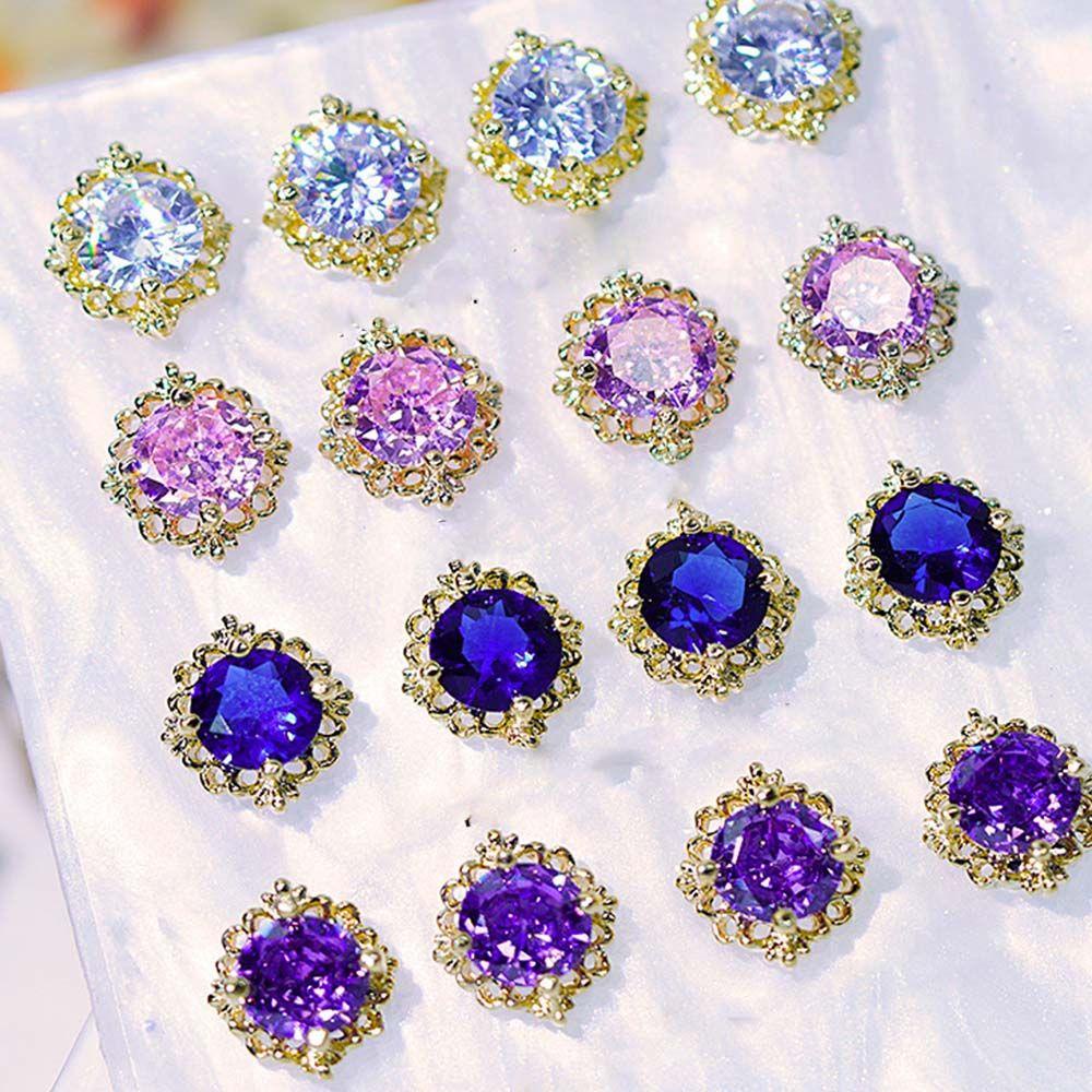 AUGUSTINA Agustina Bulat Kuku Berlian Imitasi Mewah Mengkilap 3D Kuku Pesona Nail Art Dekorasi Nail Art Ornamen Alloy Zirkon Nail Drills