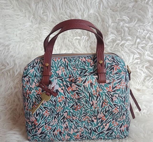 fossil rachel satchel blue floral