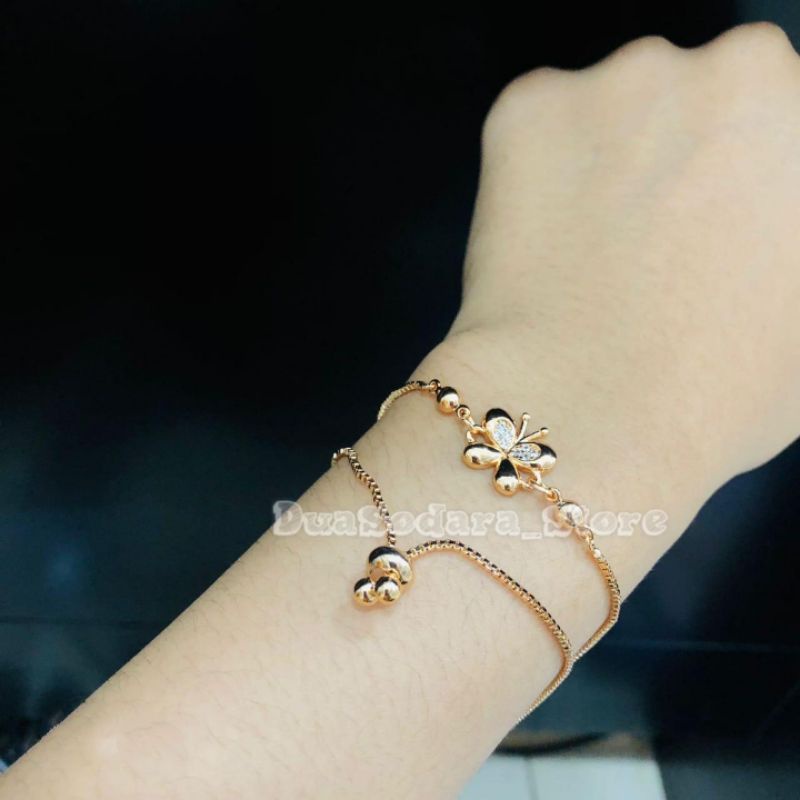 Gelang Tangan Serut Titanium Motif Kupu kupu