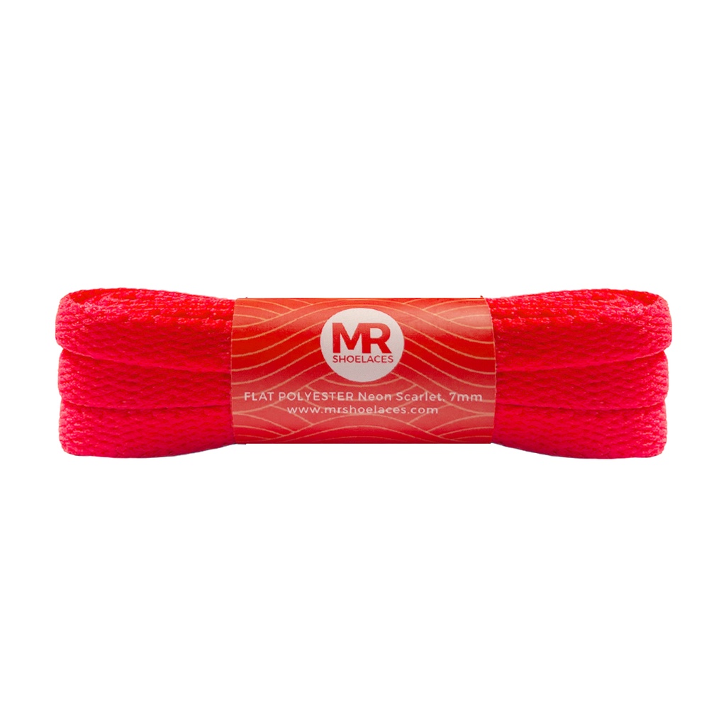 MR Shoelaces FP48 Neon Scarlet Tali Sepatu Polyester Pipih Flat 7mm 80cm 90cm 100cm 120cm 130cm 150cm 180cm 200cm untuk Sneakers - Premium Shoelace