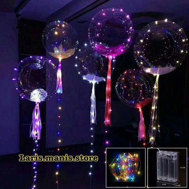 Balon Plastik Pvc Transparan Plus Lampu Led - Balon Bening Jumbo - Bal