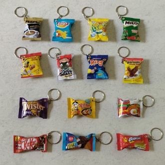 Gantungan Kunci Miniatur Snack / Ganci Makanan / Souvenir Murah / Gantungan Kunci Mini Lucu COD Gratis Ongkir