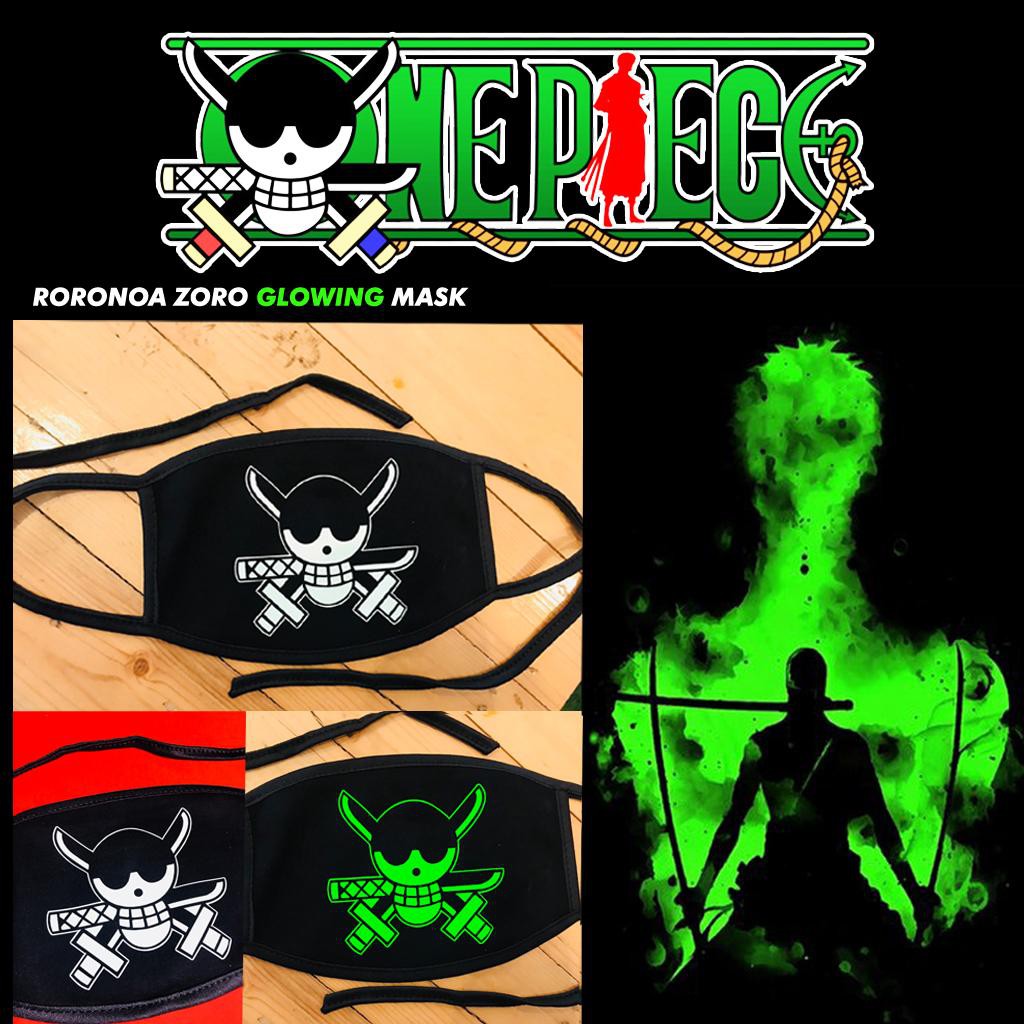 Masker kain Roronoa Zoro ( Glow in the Dark )