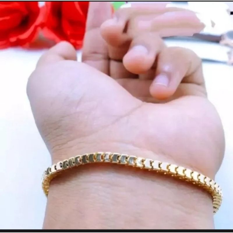 Gelang tangan milano gold titanium asli