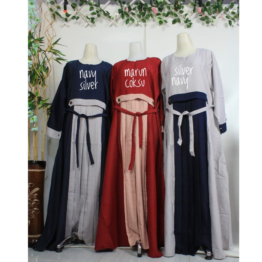 Gamis polos rempel Shappire ria ricis tengah polos simple baju remaja wanita L xxL jumbo big size