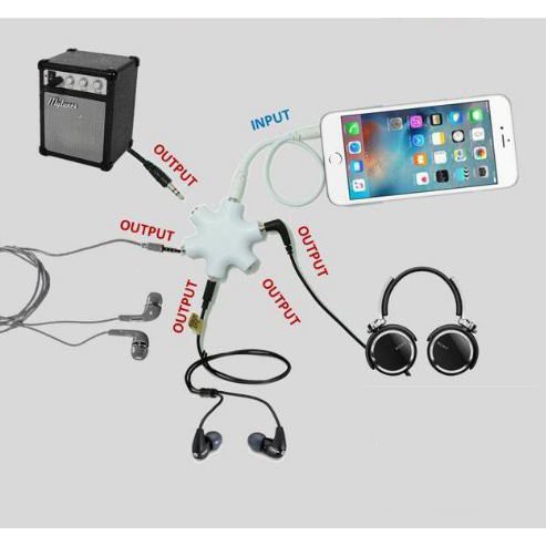 Splitter 6 IN 1 Audio Splitter 6IN1 6 port / Male to 5 Female Audio Splitter Jack 3.5mm to dual female Konverter