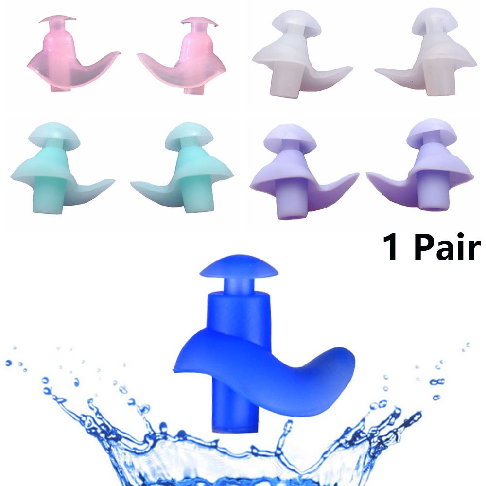 Top 1 Pasang Earplug Silikon Lembut Anti Air / Debu / Kebisingan Multi Warna Aksesoris Renang / Diving