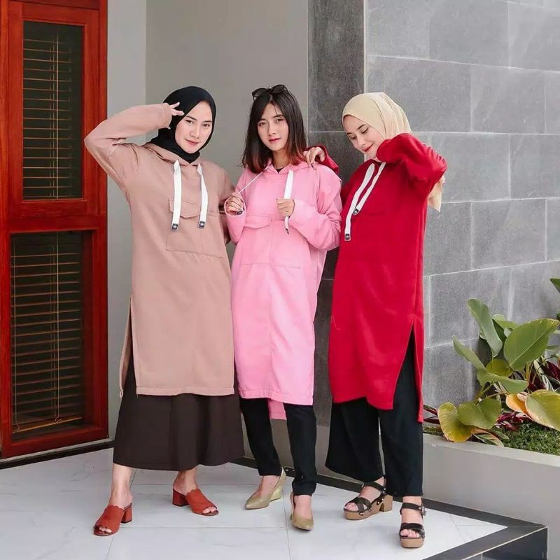HAWA LONG SWEATER HOODIE WANITA
