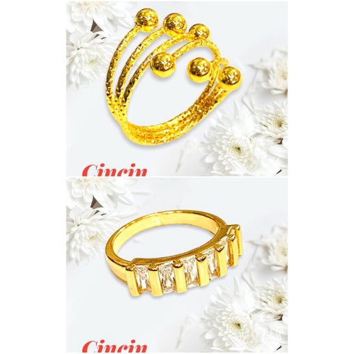 Cincin wanita cincin mawar lapis emas perhiasan fasion wanita // cincin