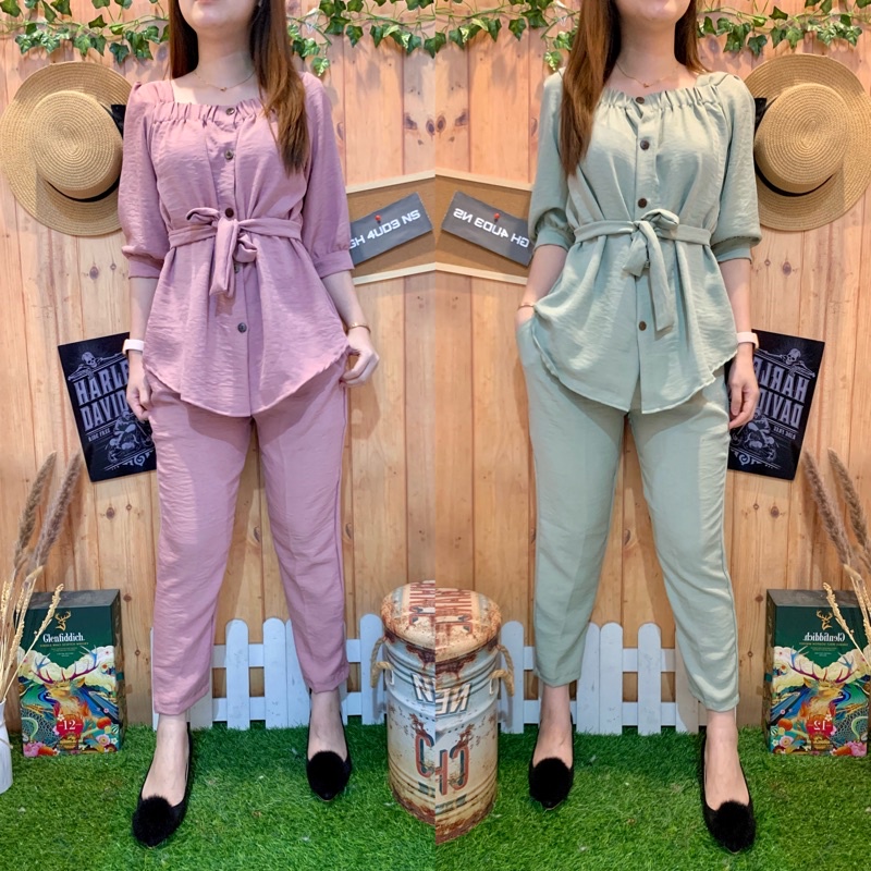 SETELAN PEPLUM BUTTON BTS 3017 / 3017-127