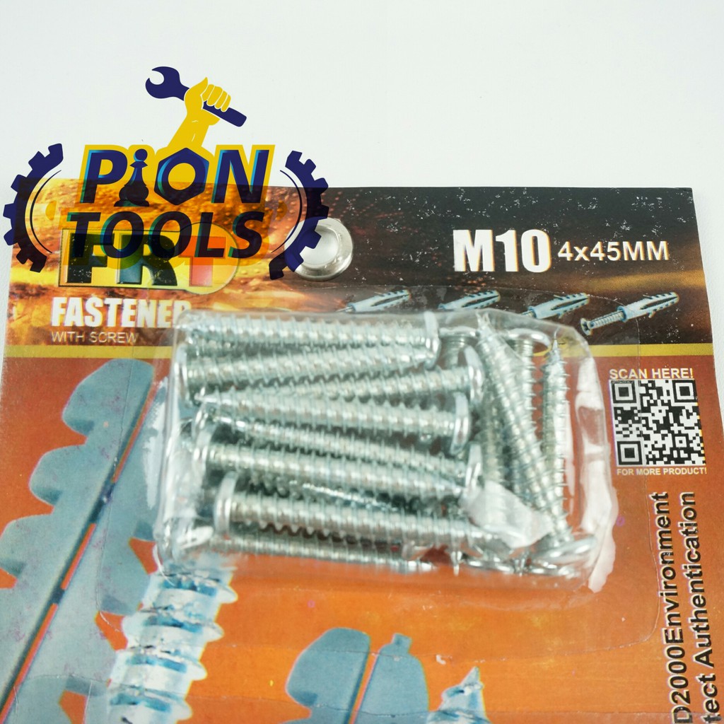 FRT FASTENER + Sekrup M10 isi 25 pc Fiser Viser Set Sekrup Pengait Tembok FRT-1