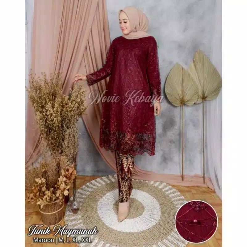 REAL PICT SETELAN KEBAYA TUNIK TULLE/KEBAYA MODERN/KEBAYA WISUDA/KEBAYA TUNANGAN