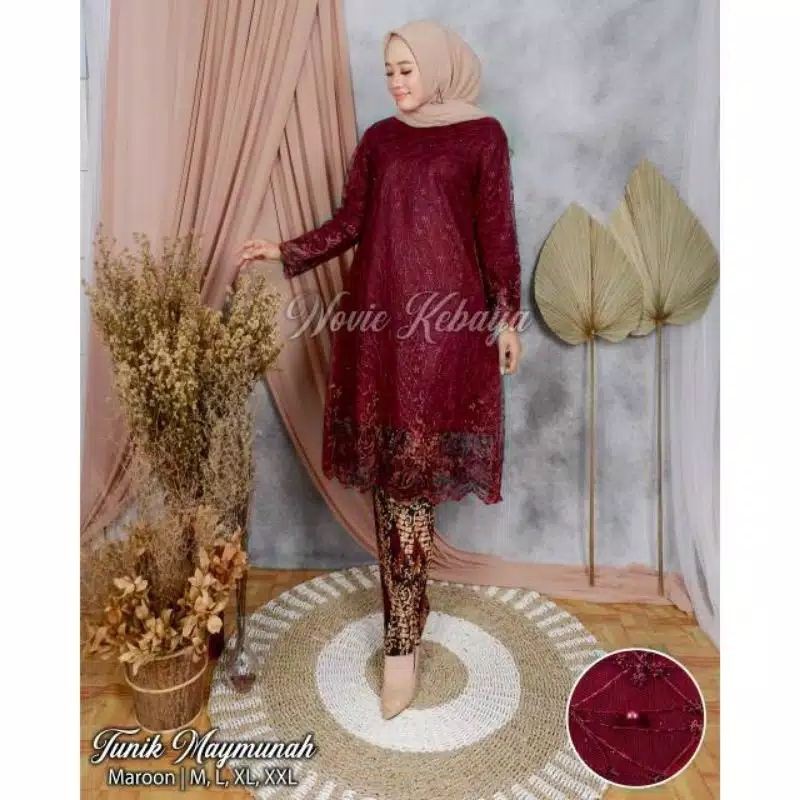 REAL PICT SETELAN KEBAYA TUNIK TULLE/KEBAYA MODERN/KEBAYA WISUDA/KEBAYA TUNANGAN