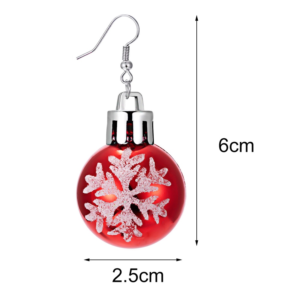 Hu Hu Hu Hu Hu Alat Bantu Pasang Kacamata♡ Anting Tusuk Gantung Desain Snowflake / Bintang / Bola Natal Untuk Wanita