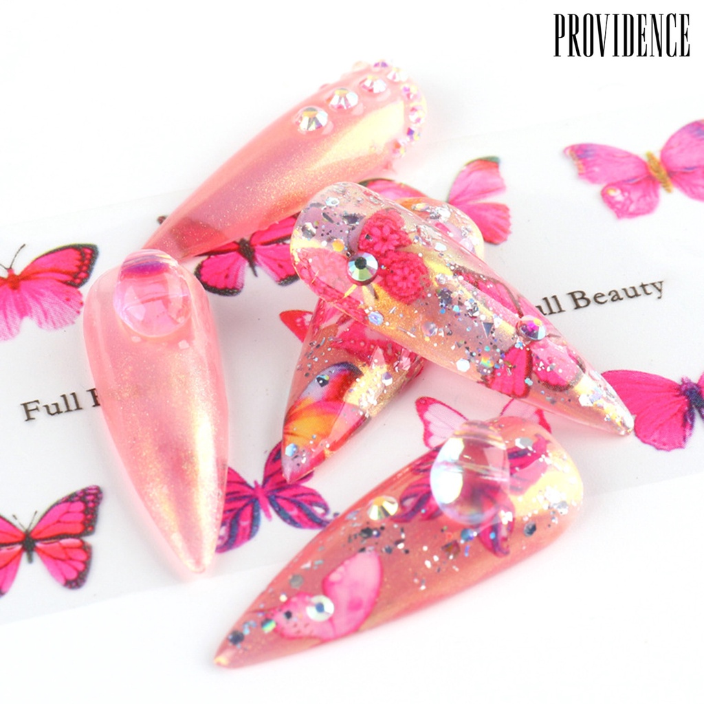 Providence 10pcs / Kantong Stiker Kuku Motif Kupu-Kupu Warna-Warni Untuk Nail Art / Manicure Diy