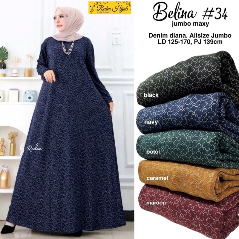 Belina Jumbo maxy - LD120-130 Gamis Diana Denim Jumbo Bigsize Oversize Bumil / 025-6976