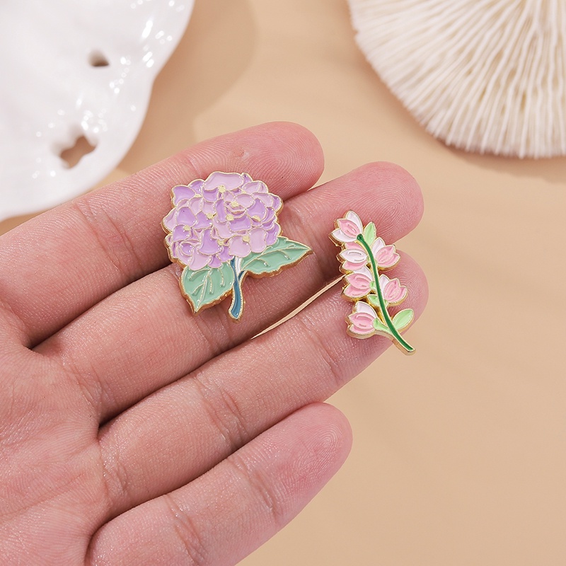 Bros Pin Enamel Bentuk Bunga Matahari Iris Hydrangea Morning Glory Lily Warna-Warni Untuk Kerah