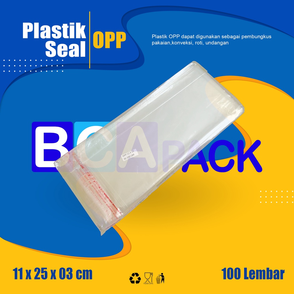 

PLASTIK SEAL OPP 11 X 25 X 03 - KEMASAN PLASTIK BENING ISI 100 LEMBAR