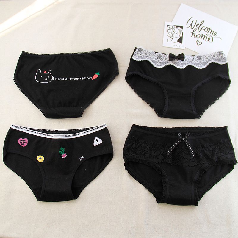 Celana Dalam Wanita Impor Mid Waist Motif Gambar Lucu Cute dan Motif Polos