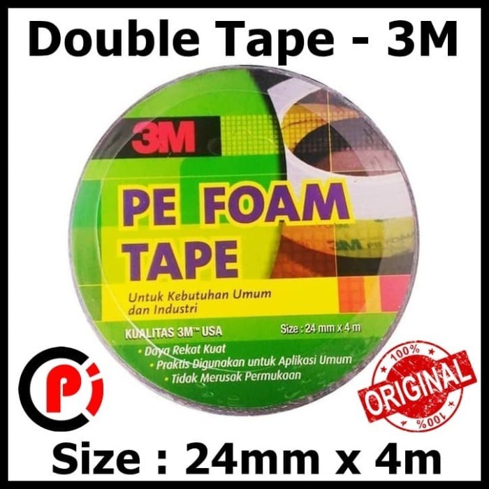 Original Double Tape 3M 1600 T PE Foam tebal 1mm size 24 mm x 4 meter