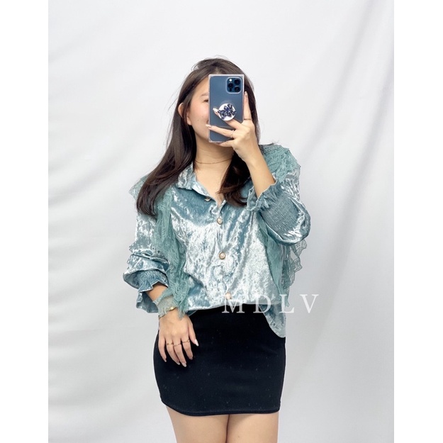 MDLV~5181 MARCIANA VELVET BLOUSE / ATASAN LENGAN PANJANG / FASHION IMPORT WANITA