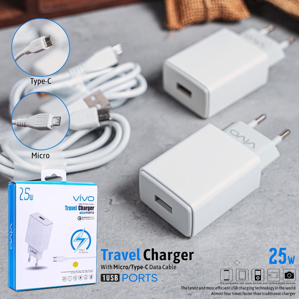 VIVO Charger Fast Charging Type C Micro USB casan HP universal original