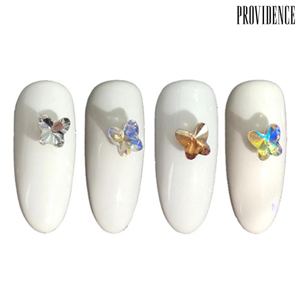 Providence 50Pcs / Set Hiasan Kuku Bentuk Kupu-Kupu Aksen Kristal Imitasi Untuk Aksesoris Nail Art / Manicure DIY