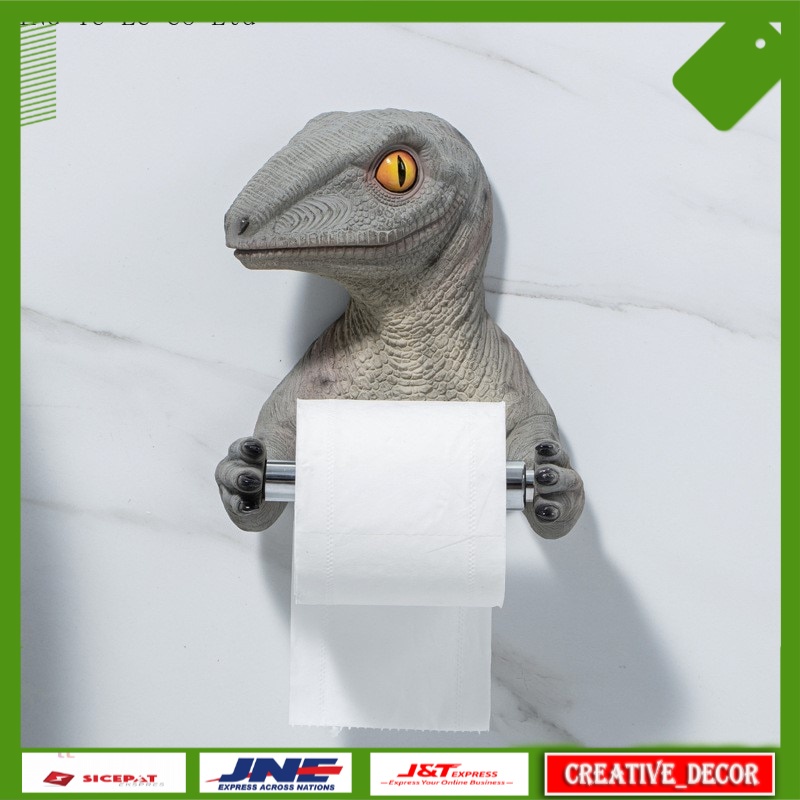 Tempat Tisu Estetik Lucu Cartoon Dinosaur Storage Shelf Creative Bathroom Toilet Paper Holder Roll P