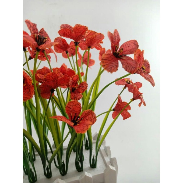 Bunga Iris Dekorasi PGR3305 Bahan Plastik Free Pot Pagar Untuk Hias Acara Pesta/Rumah/Kantor