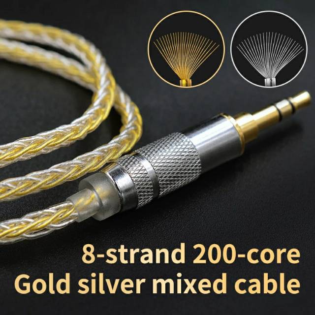 Kabel Upgrade KZ Earphones Gold Silver Mixed Upgrade Cable Pin B / C / MMCX