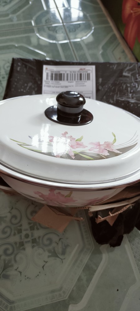 Bowl Enamel 25cm Dengan Tutup - Mangkok Murah