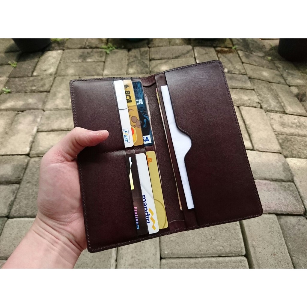 Dompet Kulit Panjang Pria Wanita Vegetable Tanned Leather (9145 Coffee