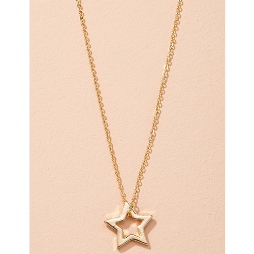 LRC Kalung Fashion Golden Five-pointed Star Alloy Hollow P60490