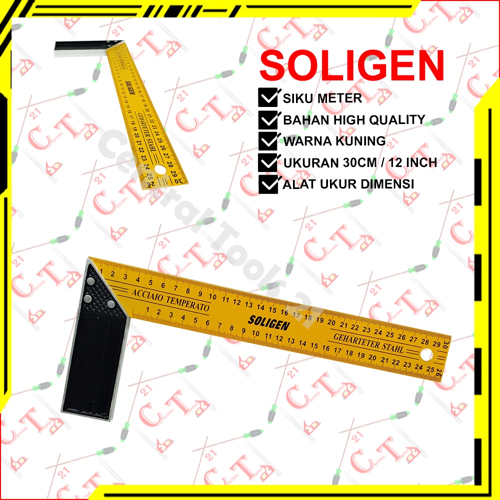 Jual Siku Meter Inch Soligen Penggaris Siku Tukang Alat Ukur Dimensi