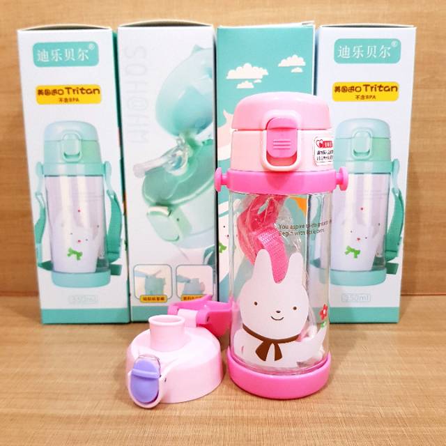 BOTOL AIR MINUM ANAK DILLER TRITAN 100% BPA FREE DUAL CAP