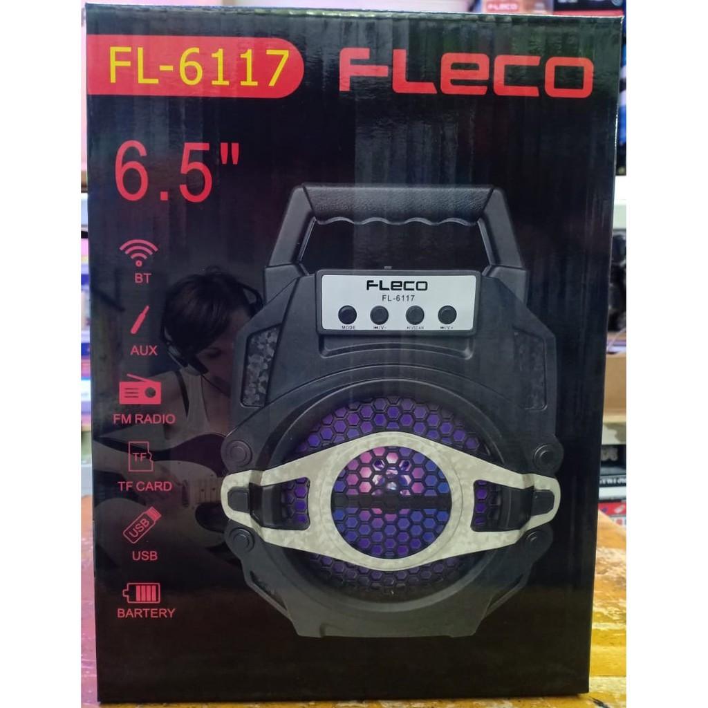 Speaker Bluetooth Portable Fleco FL-6117 +Free Mic Karaoke