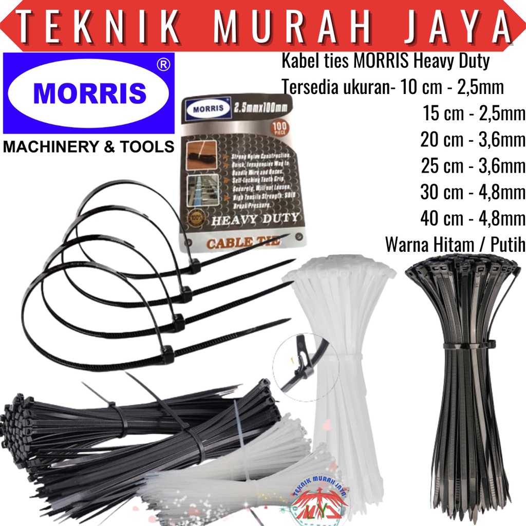 

MORRIS Kabel Ties 100Pcs Super Cable Tie 10cm/ 15cm/ 20cm/ 25cm