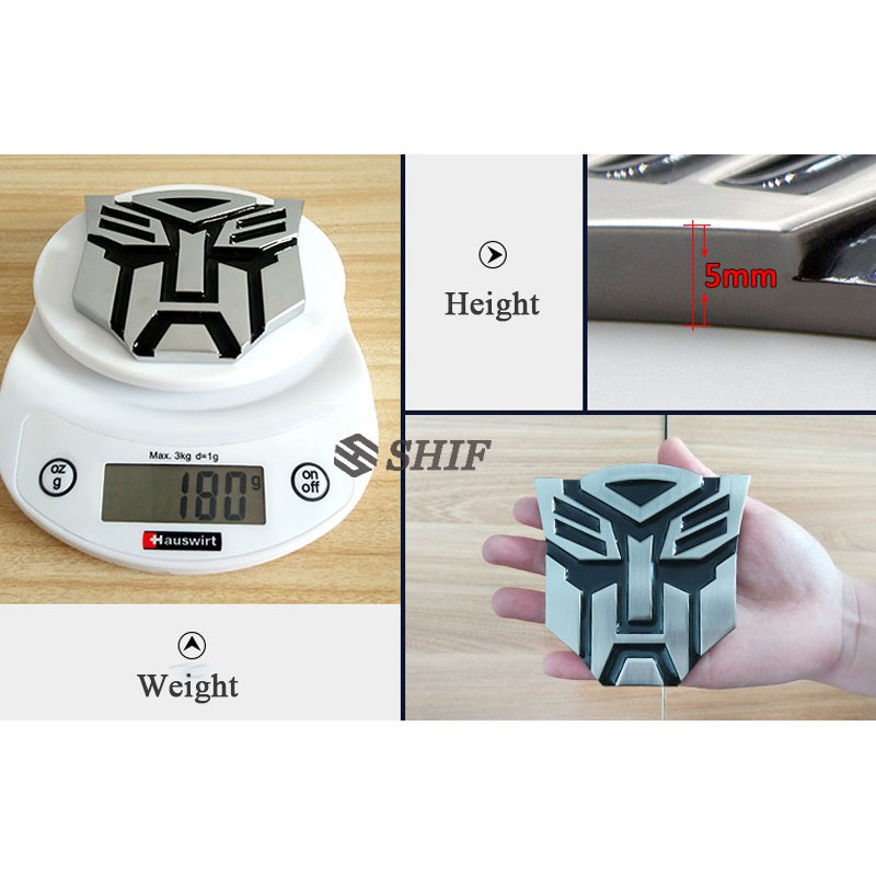 Big Stiker Emblem / Badge Transformer Autobot Warna Silver Untuk Mobil