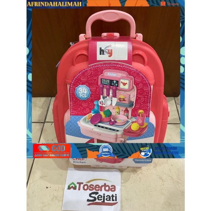 

[TERBARU] Mainan Anak Bowa 2 in Kitchen Set School Bag Masak Mainan edukasi